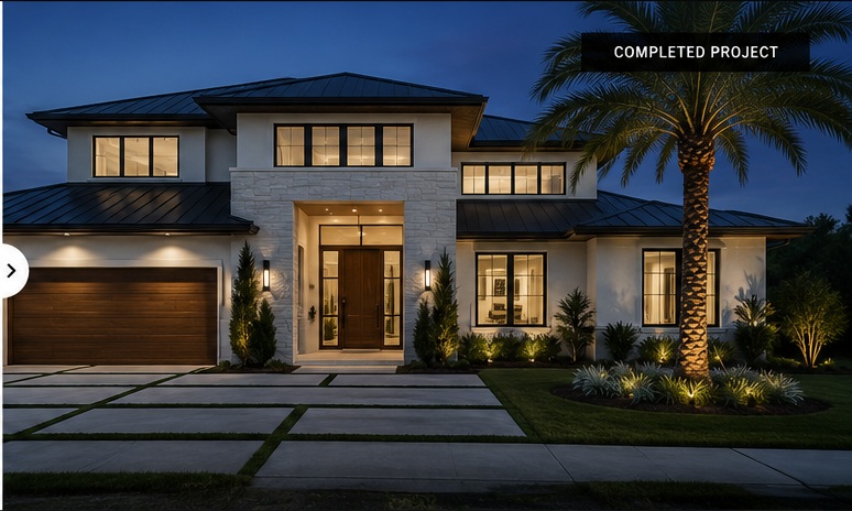 Completed luxury residence after construction